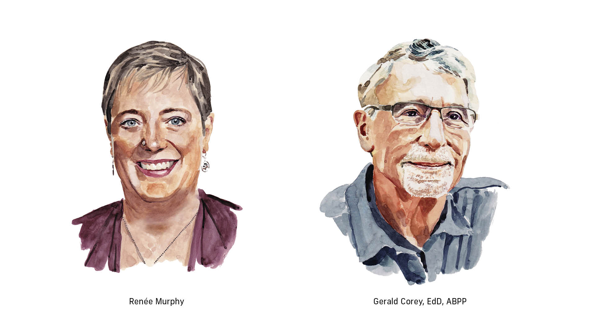 Caricature of Renee Murphy and Gerald Corey